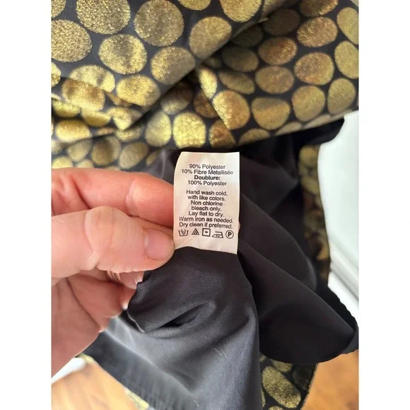J.Crew Gold Metallic Polka Dot Jacquard Fit Flare Party Dress 8 - Picture 6 of 6